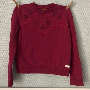 Burgundy Sweatshirt Embroidered Details large L